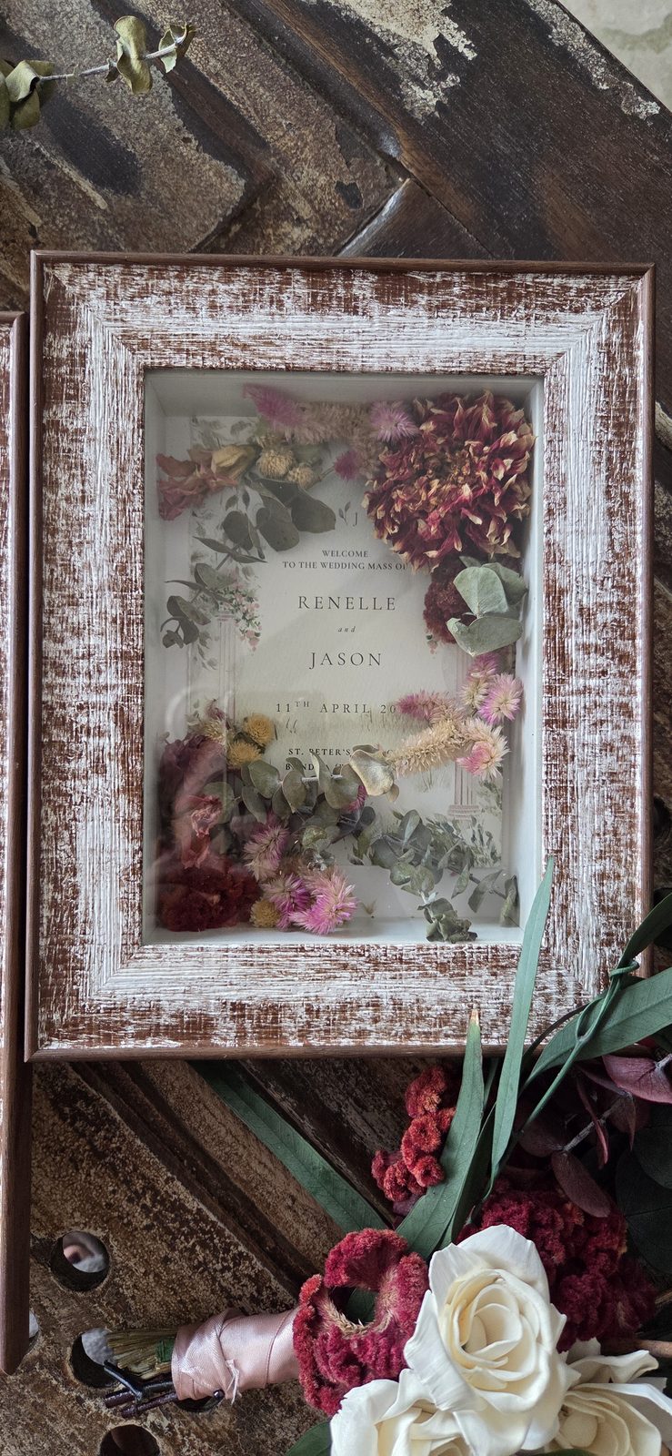 Preserved florals in a case
